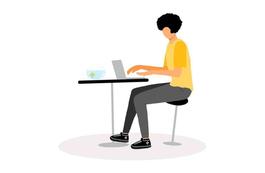Illustration of person sitting in front of the laptop