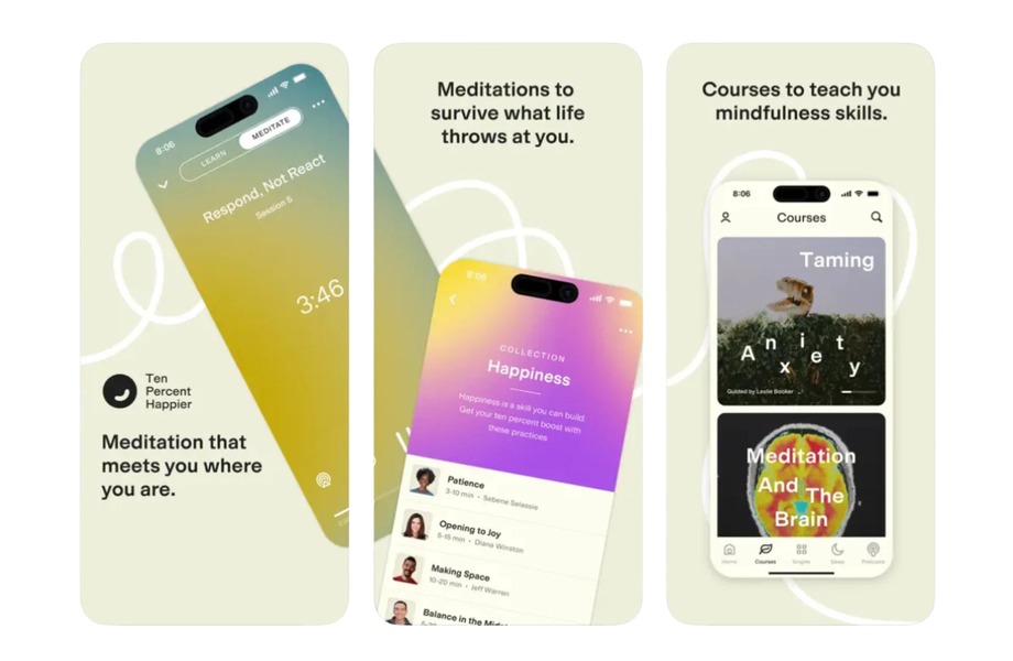 Ten Percent Happier meditation app screenshots 