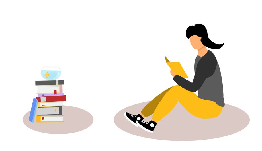 Illustration of person reading book