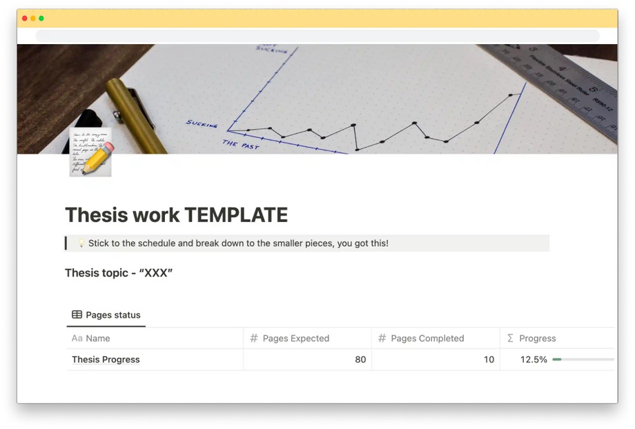 Thesis Work Template Notion template by Roman Shamray