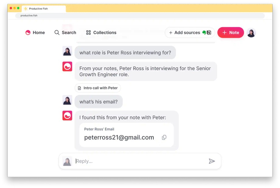 Mem offers you a AI-powered chatbot that helps to optimize your notes