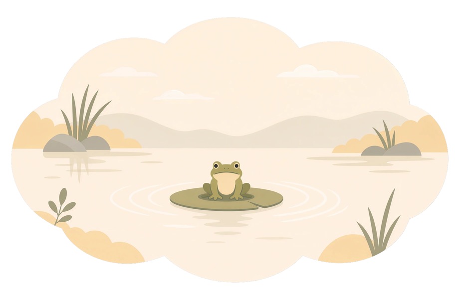 Illustration of a person practicing digital minimalism with a calm workspace