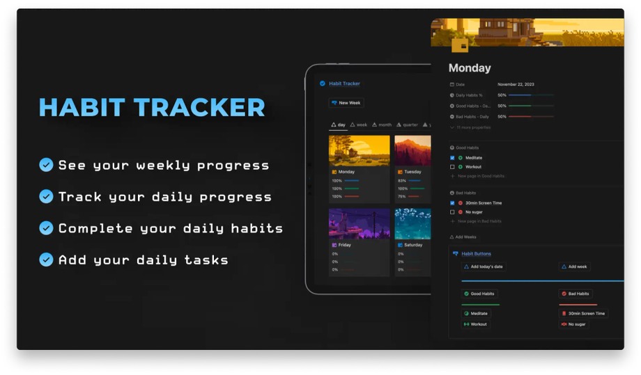Habit Tracker Hub Notion Template