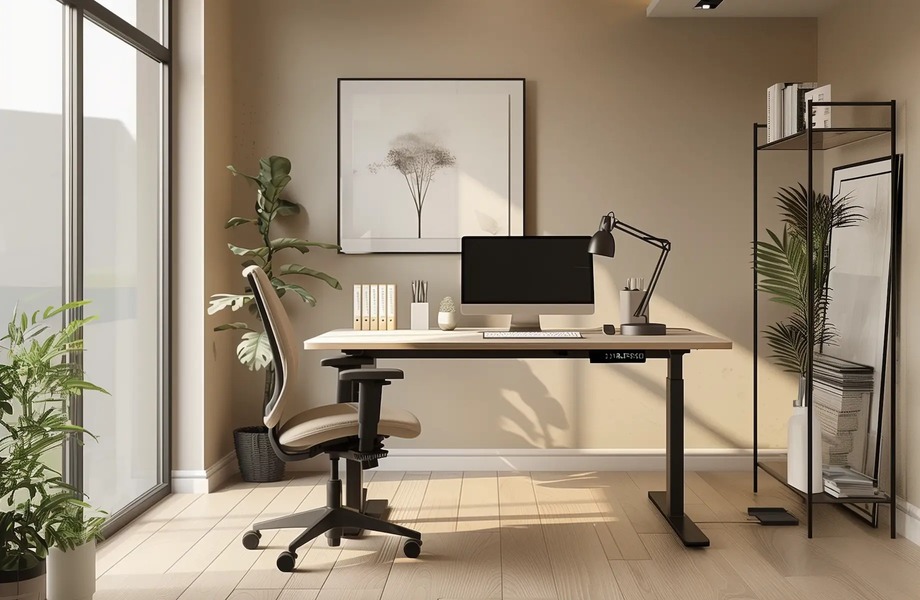 An adjustable height desk for home office