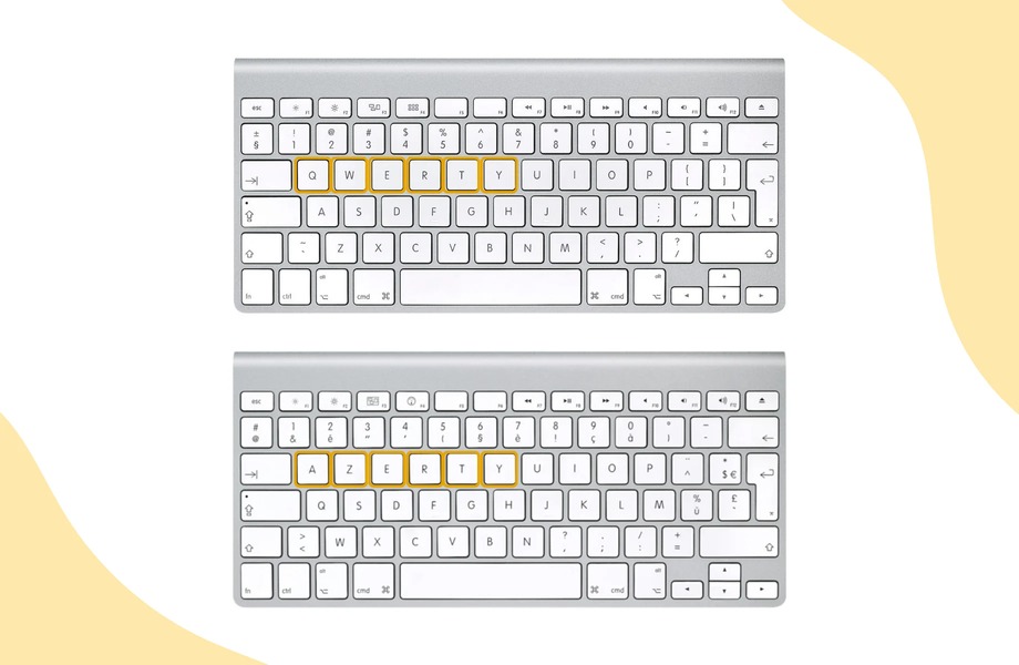 The comparison of QWERTY and AZERTY layouts of keyboards
