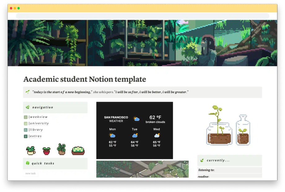 Academic Student Notion template by Digital Custom Goods