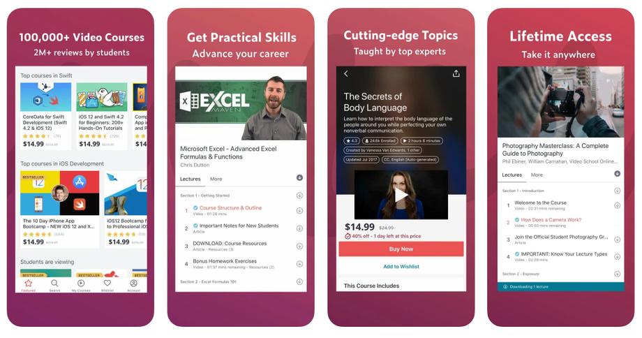Udemy app screenshot