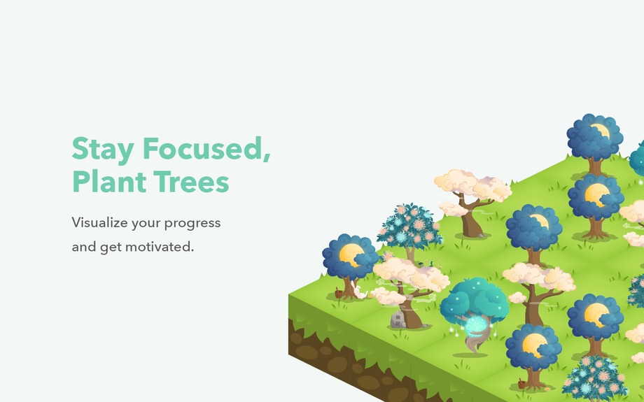 Forest Chrome extension showing a forest of trees grown from completed focus sessions