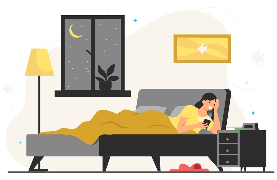 Illustration of person with revenge bedtime procrastination