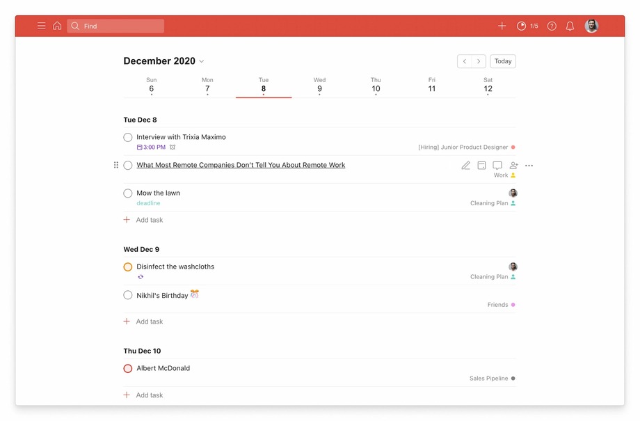 Todoist as task management program