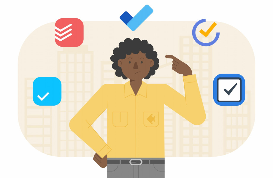 Illustration of a person choosing best To Do app from the list